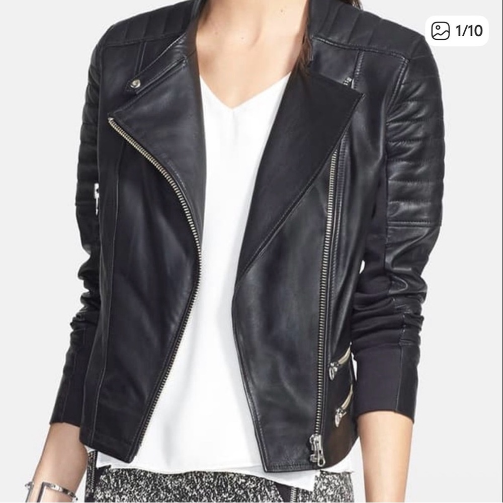 Trouve Womens Black Leather Moto Jacket - Picture 3 of 6